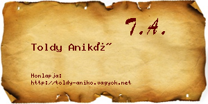 Toldy Anikó névjegykártya